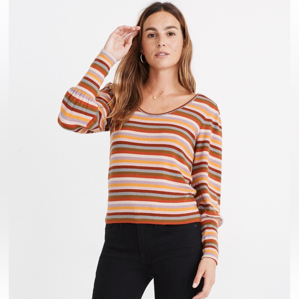 Madewell striped puff sleeve scoop-neck top